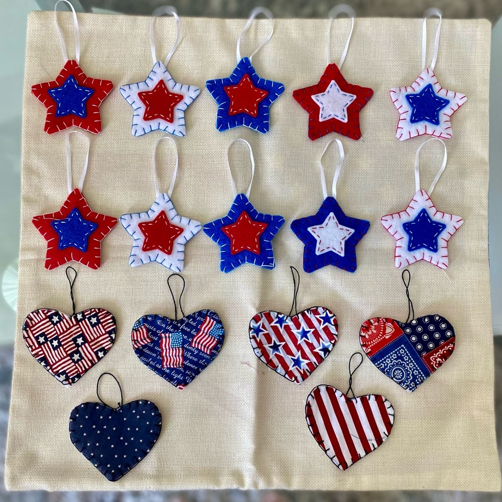 Handmade Patriotic Star Ornaments from Etsy Shop “PeachPod” Used once/Like New.